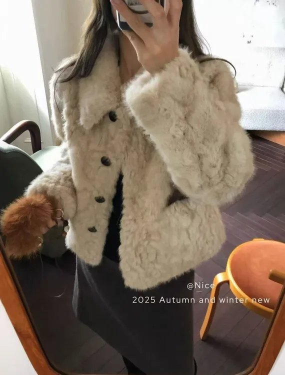 人造皮草 【dd】狐貂毛高级感软糯舒适皮毛短外套显瘦毛茸茸长袖