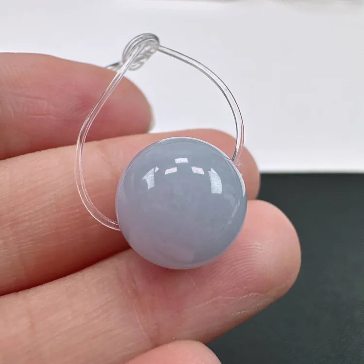 天然A货翡翠卡13mm水润冰胶浅紫圆珠diy配珠散珠配饰配珠