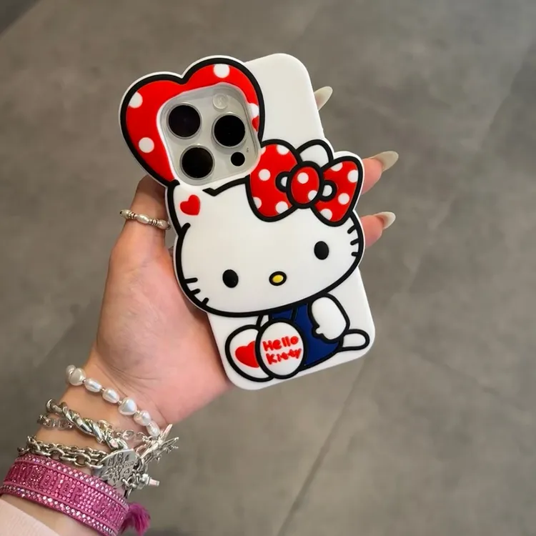 日韩立体古早爱心kt猫适用iPhone16promax手机壳15少女14可爱卡通