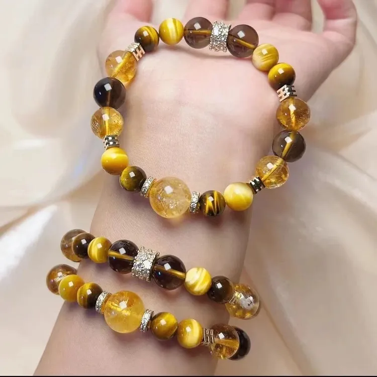 合金琉璃手链 金霸大综合金虎眼石黄手链女款暴富金虎眼手串黄色