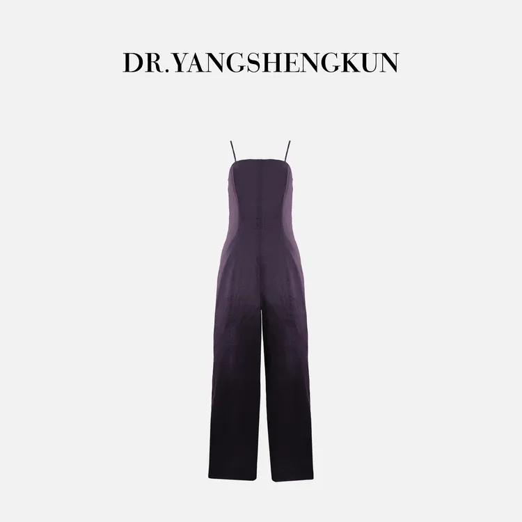 DR杨圣坤2025夏季高级感气质休闲紫色亚麻吊带连体裤女B2503-2915