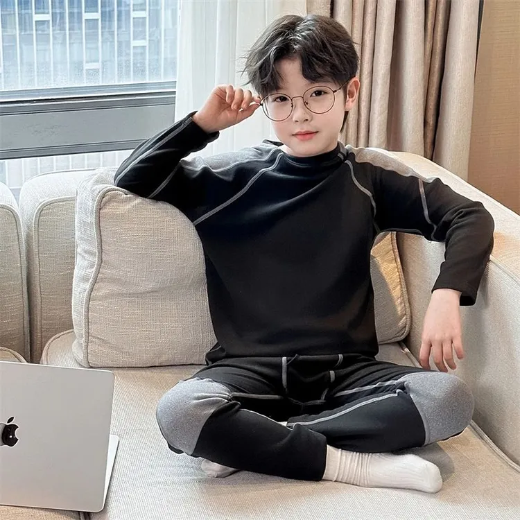 儿童装男童睡衣中大童春秋冬款保暖内衣男孩冬季德绒秋衣秋家居服