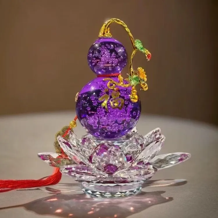 璀璨丨莲花水晶葫芦摆件客厅办公桌摆件