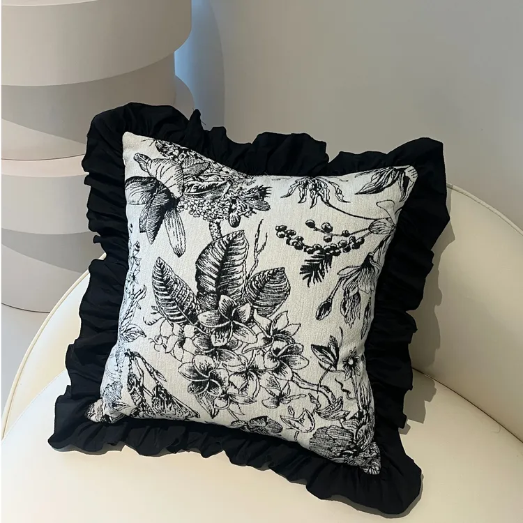 轻奢沙发ins客厅北欧法式复古床头高级提花抱枕靠垫办公室可拆洗