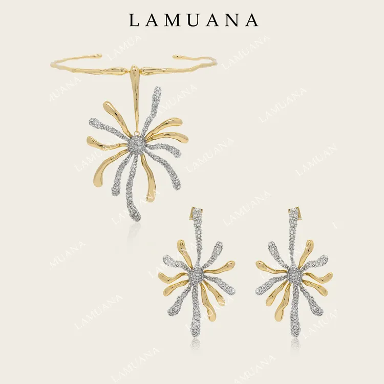 合金项链 LAMUANA太阳花复古项链套装颈链小众设计感时尚感choker