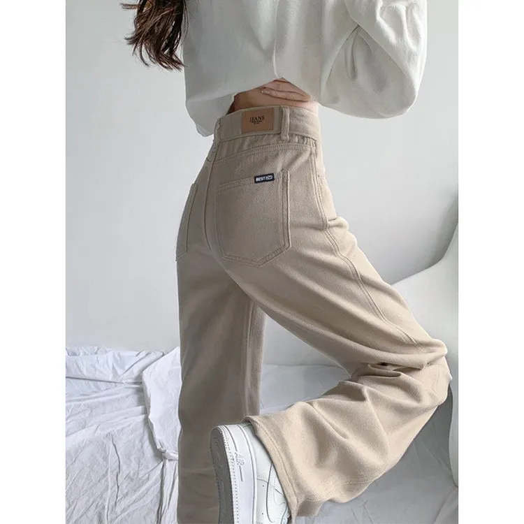 直筒牛仔裤女新款百搭高腰休闲长裤小个子宽松垂感阔腿裤子潮