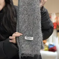 【闵笑一】冬日氛围感针织围巾女保暖披肩灰色时尚百搭