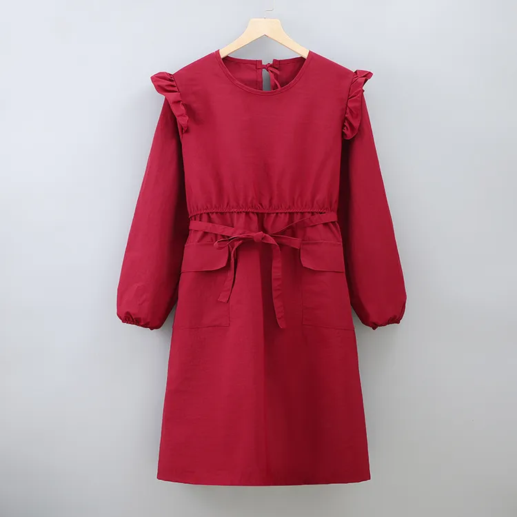 新款韩版公主系反穿围裙罩衣荷叶边美容美甲宠物花店气质工作服