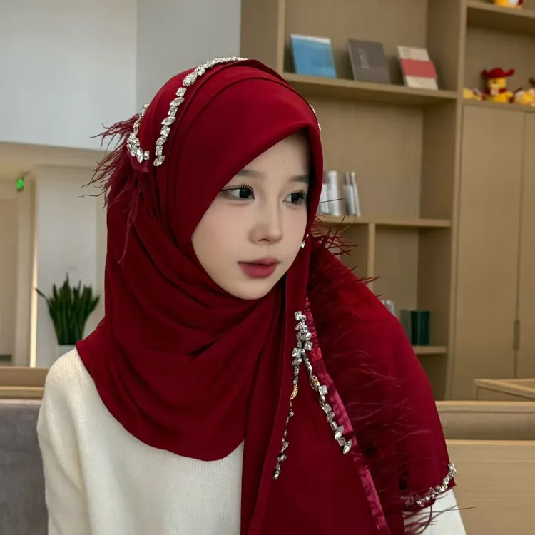 柯儿·【飞羽】钻石水晶手工水晶麻套头绕巾