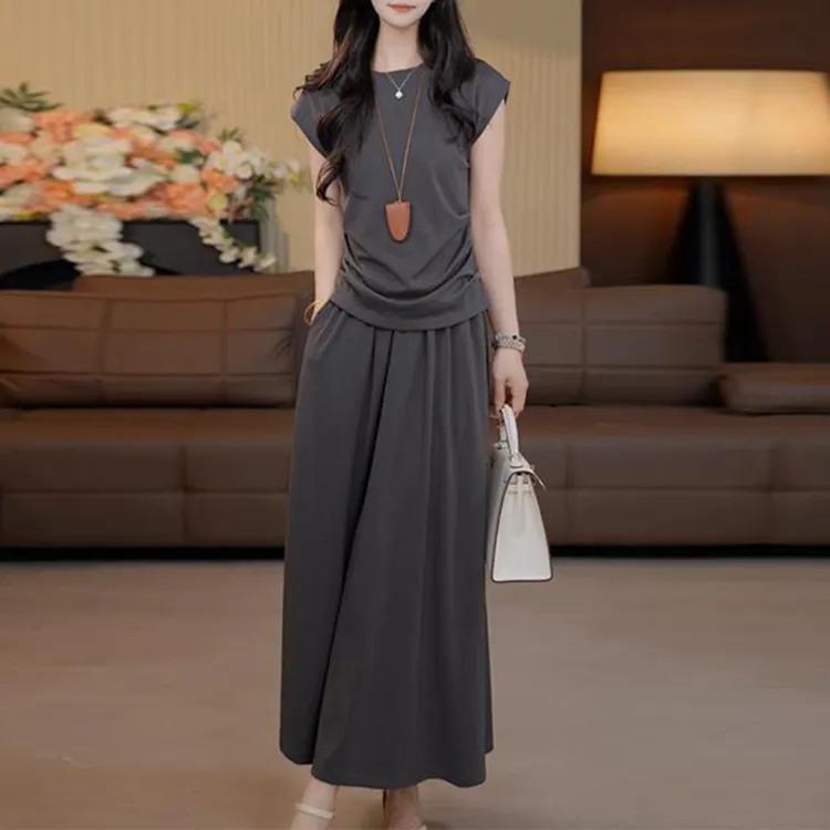 2025夏季新款法式甜美温柔风套装女士简约高级感上衣半身裙两件套