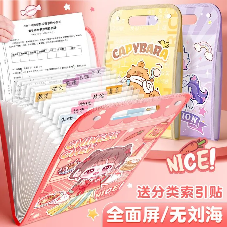 风琴包手提竖式文件夹试卷卷子收纳袋学生A4多层13层大容量高颜值