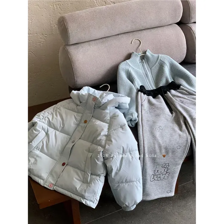 V5360-彩色扣 加厚手赛棉 面包棉服+V5361-加绒 灰色卫裤