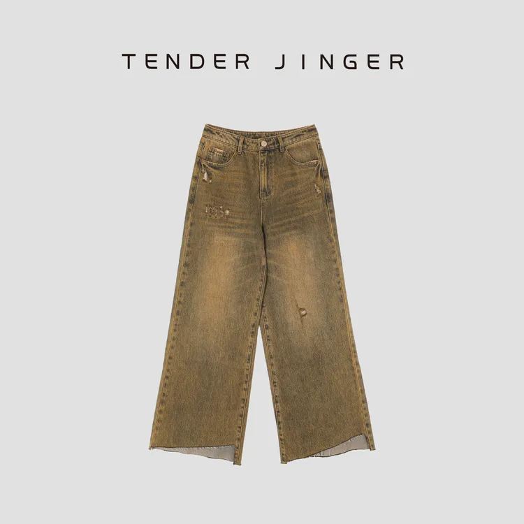Tender Jinger【专柜】复古水洗高腰宽松阔腿裤T52ZDD233Z