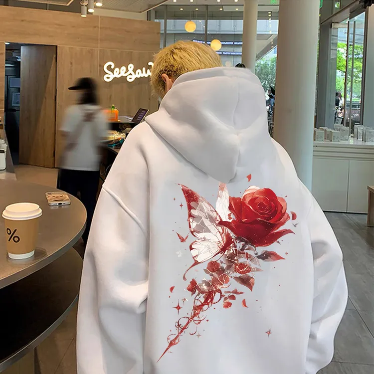 重磅加绒加厚连帽卫衣宽松双层帽高街涂鸦男女同款男装秋冬季上衣