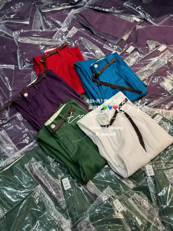 夏季亚麻直筒阔腿裤宽松显瘦垂感高腰休闲女裤5980