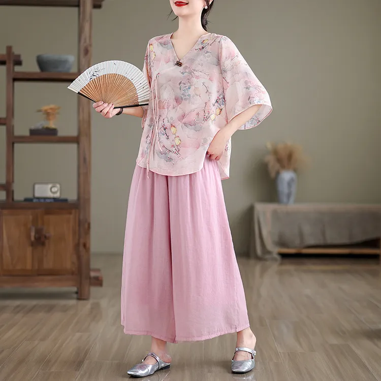 民国风套装茶服复古新中式改良汉服旗袍套装
