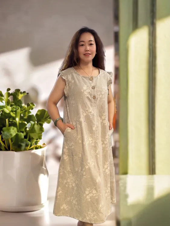 新中式女士夏季时尚设计师气质提花宽松长款