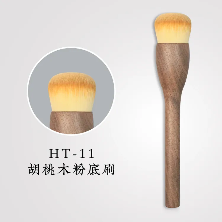沧州黑胡桃木不吃粉圆头手工化妆刷散粉定妆刷粉底刷柔然不卡粉