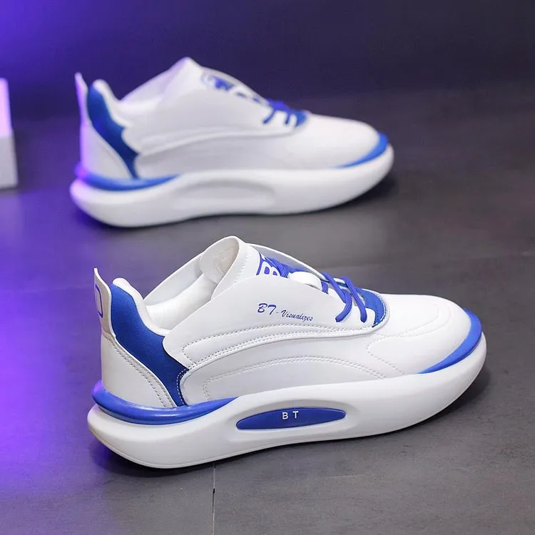 真皮男鞋透气百搭韩版潮皮面情侣款小白鞋厚底休闲鞋运动鞋男鞋