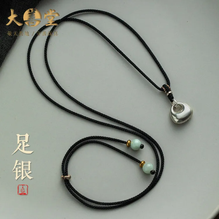 吊坠足银 银饰小福坨吊坠圆珠项链保平安好运挂坠简约吊坠