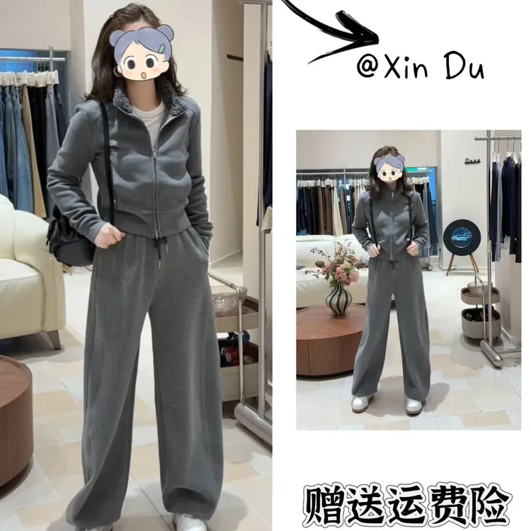 2025秋冬季新款时尚显瘦气质女士网红洋气两件套百搭款D25380