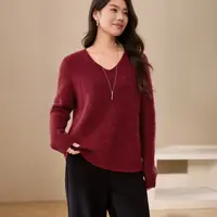 【简约时尚款】纤莉秀W大码女装V领韩系简约优雅百搭毛衣QK4890