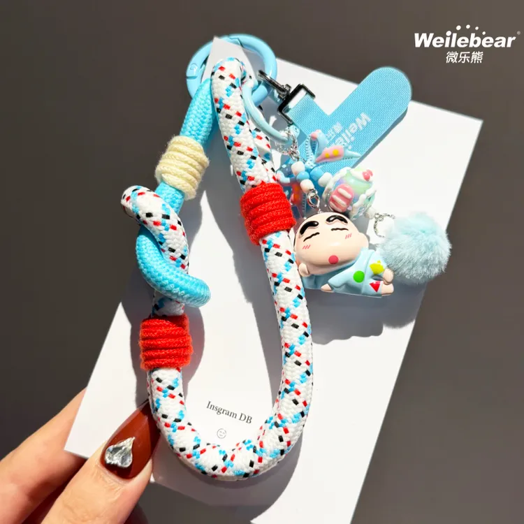 个性小新小葵手机挂绳结实撞色手绳防丢手腕挂件吊绳旅游便携挂饰