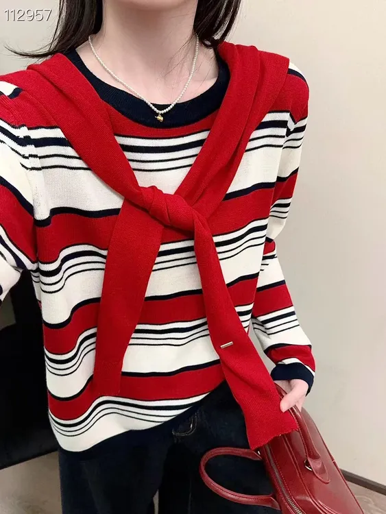 条纹原宿风圆领花纹春季毛针织衫夏季春秋韩版连帽网红洋气时尚
