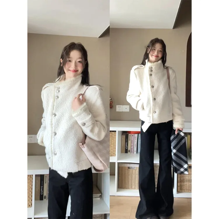 MARIE.COCO秋季新款韩系立领短款夹克外套内搭上衣微喇休闲裤套装