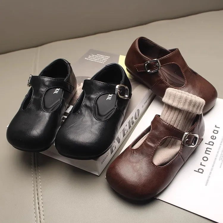 ABC儿童软底护脚小皮鞋2025春秋新款女童公主鞋宝宝豆豆鞋防滑