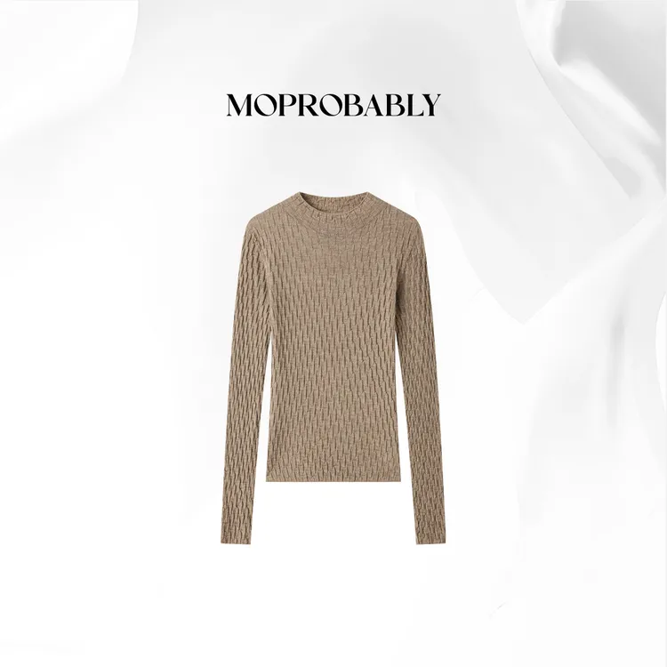 Moprobably贝贝「半壶纱」 “100扬子纱”双股48支圆领针织衫B5476179