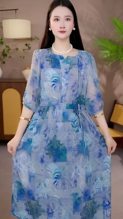 【翠紫澜韵】杭州 正品夏季新款气质显白连衣裙14065【运费补贴】如意