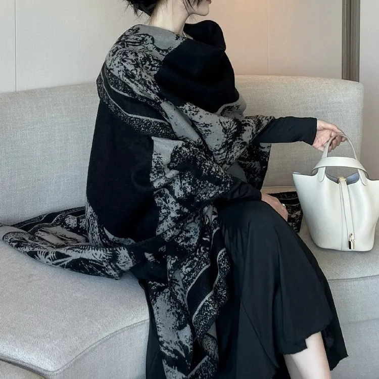 【现货】初秋高级感披肩气质仿羊绒围巾旗袍女士外搭洋气高档T15