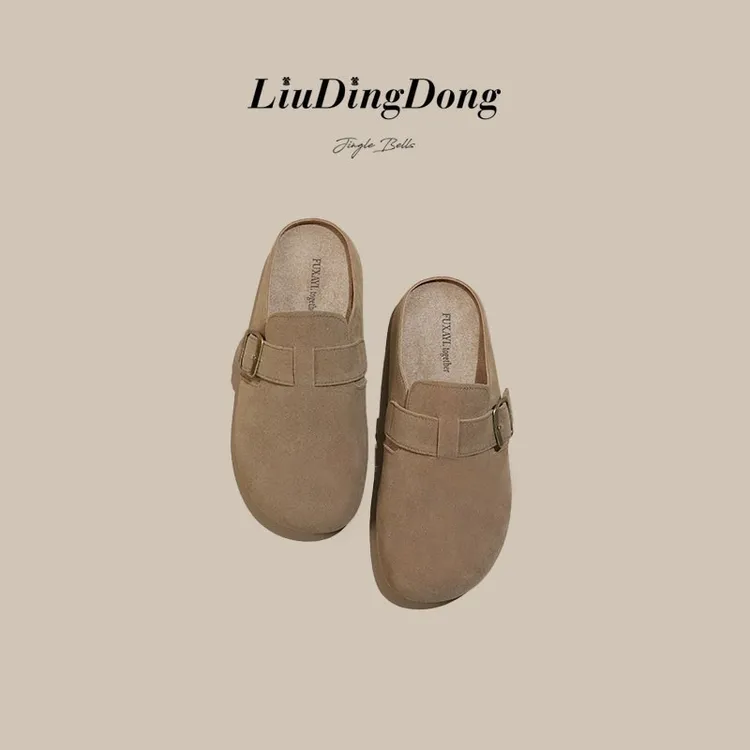 2025新款欧货踩屎感磨砂勃肯鞋厚底软皮软底低帮女勃肯拖鞋潮步步