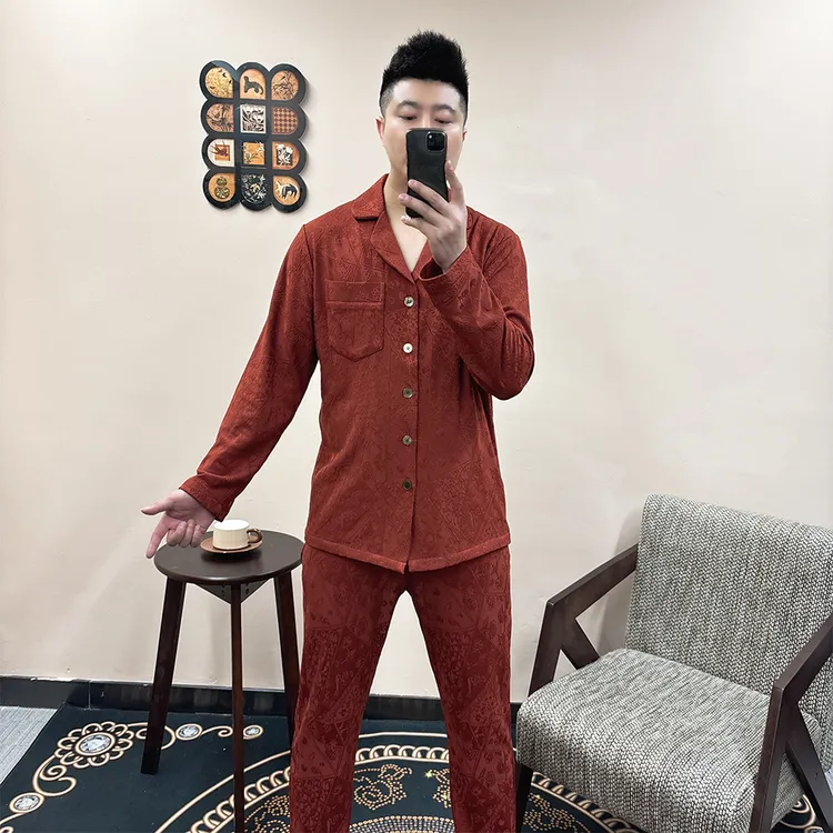 春季新款2025春季长袖大码弹力时尚高级感休闲男士可外穿家居服