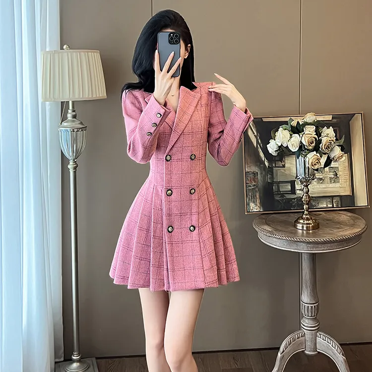 秋季韩版气质高端精致西装裙女小个子设计感御姐轻熟小香风连衣裙