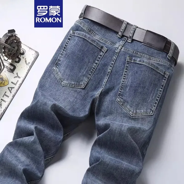 Romon/罗蒙2025新款高端纯棉商务休闲春秋直筒宽松秋季潮流牛仔裤