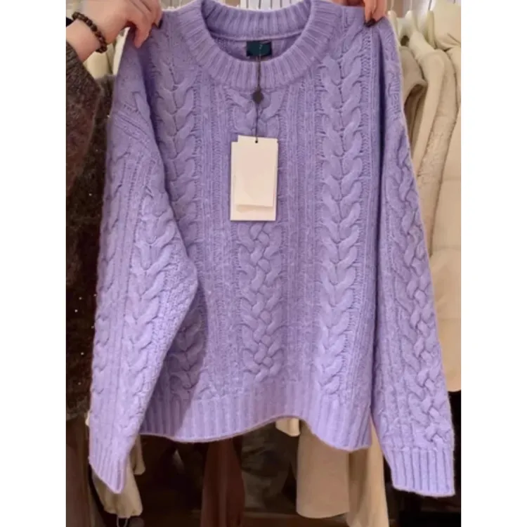 美到心坎了！紫色毛衣女冬季可外穿内搭宽松高级感针织衫上衣春季