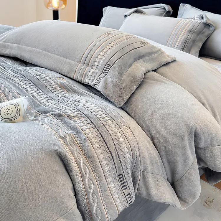 轻奢A类加厚牛奶绒四件套双面珊瑚绒保暖被套高级感冬季床上用品