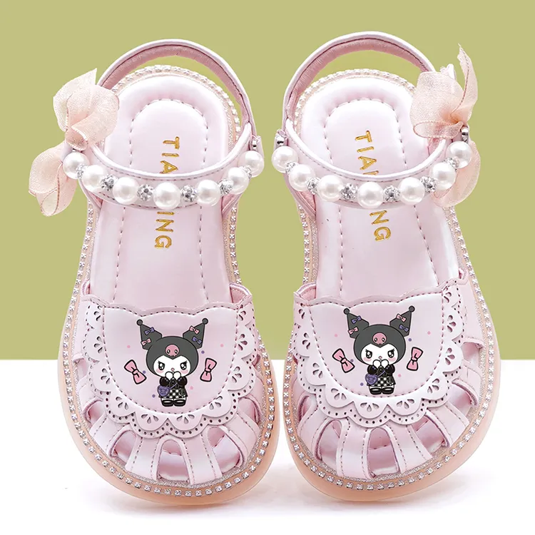 女童凉鞋真皮包头小女孩公主鞋女宝软底女童鞋库洛米2025夏季新款