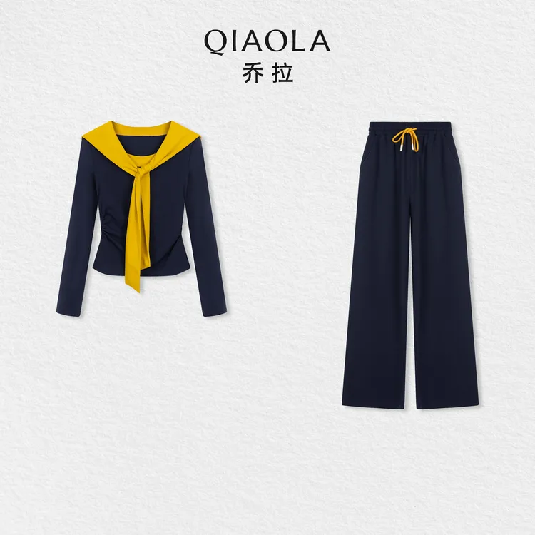 【日落大道】秋季弹力针织假两件时尚百搭显瘦套装预售