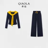 【日落大道】秋季弹力针织假两件时尚百搭显瘦套装预售