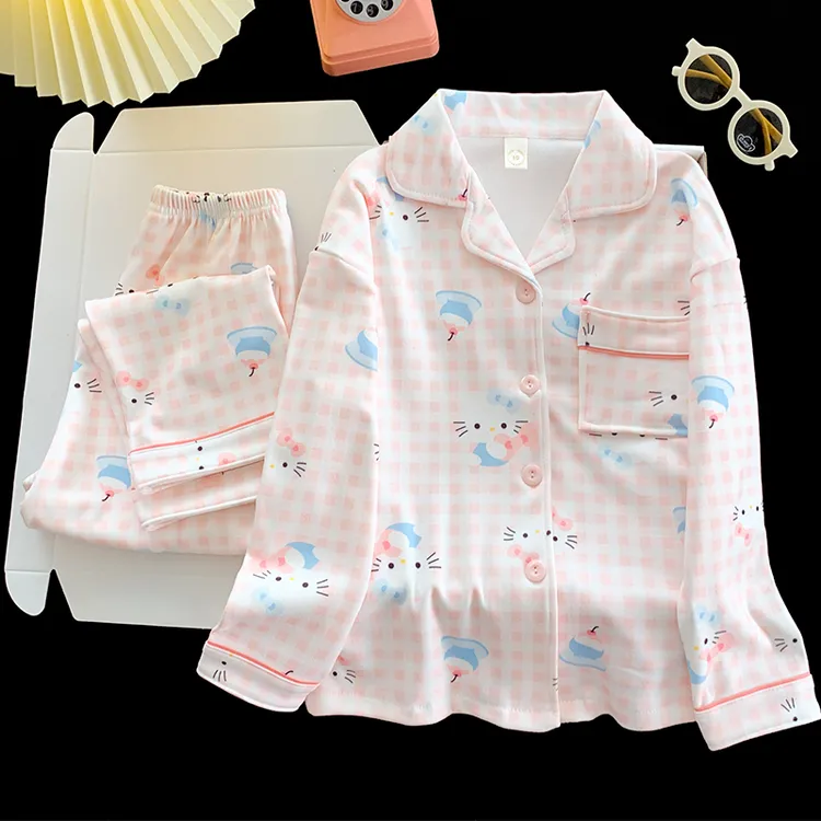 纯棉加厚儿童睡衣女童秋冬季款保暖2025新款中大童女孩家居服套装