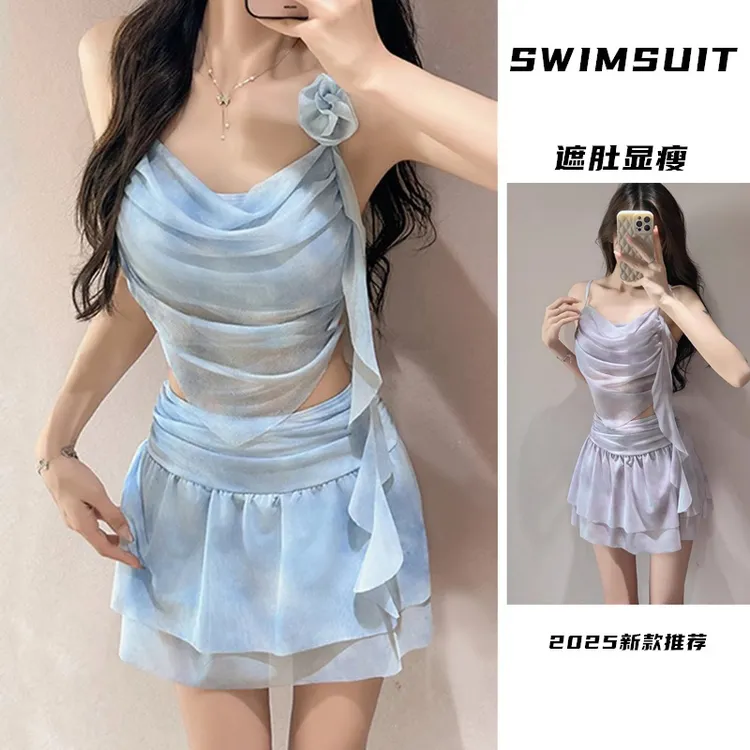 泳衣女2025款分体两件套装时尚扎染小清新甜美纯欲风显瘦温泉泳衣