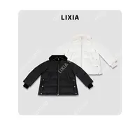 LIXIA【墨白岛屿】秋冬领袖含羊毛抗风保暖中长款白鹅绒服-D9883