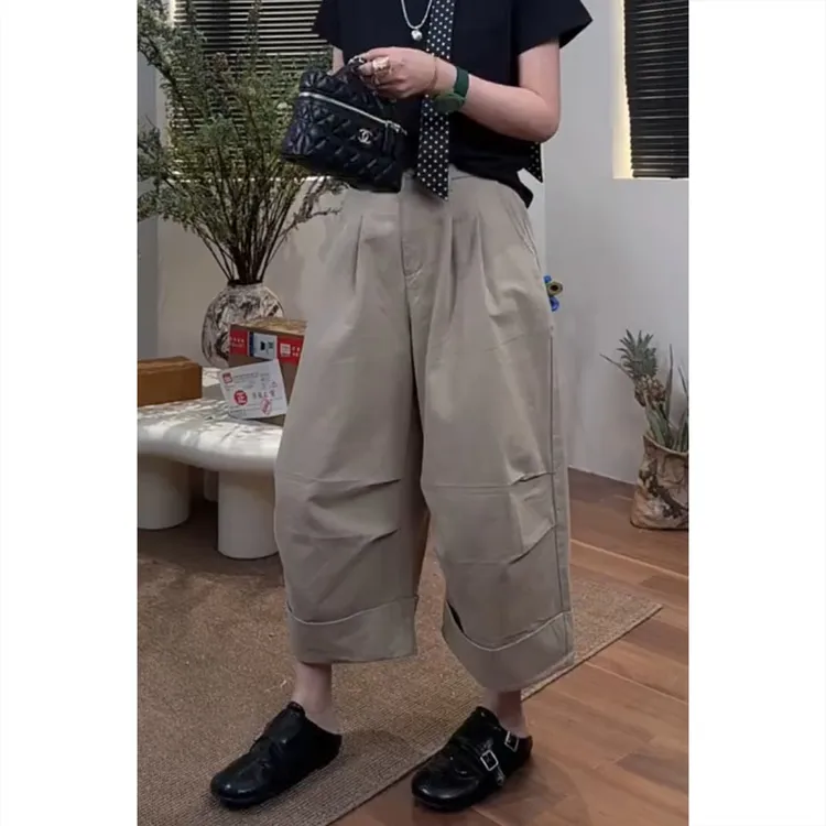 艾塔莉个性工装时尚休闲裤春季新款美式百搭显瘦大码直筒裤小个子