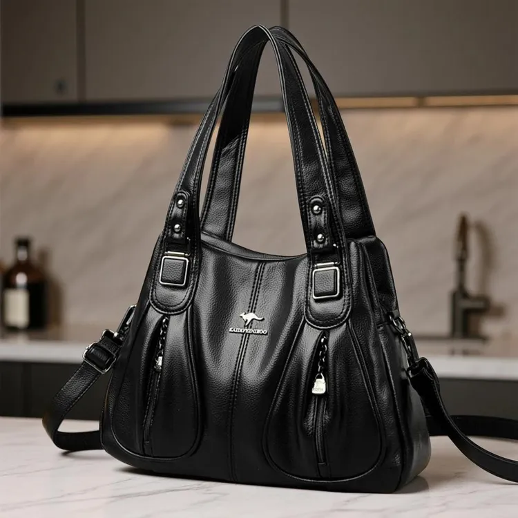 凯迪菲尼袋鼠真皮女包新款中年妈妈包百搭大容量单肩手提斜挎包