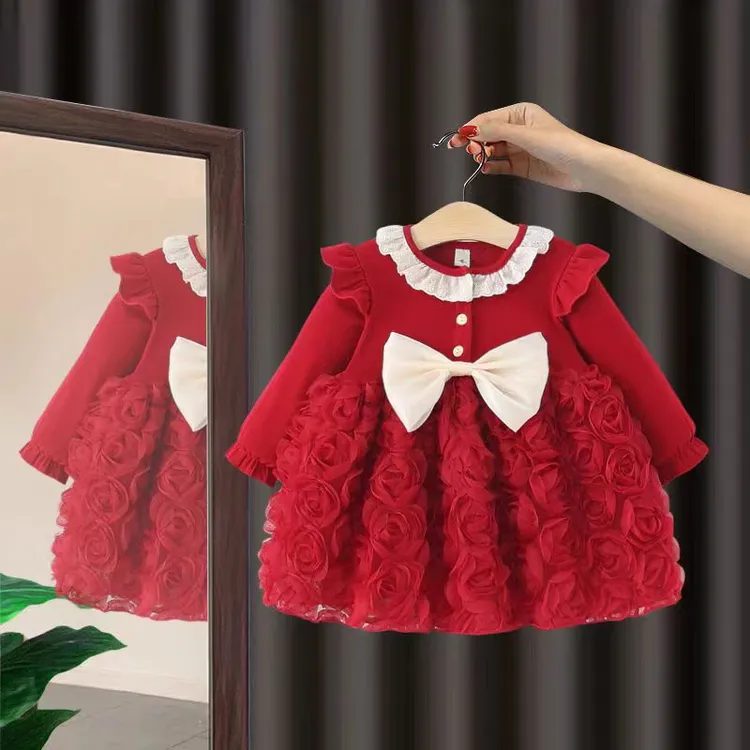 女童秋装连衣裙女宝宝周岁礼服春秋婴儿抓周公主裙小女孩生日裙子