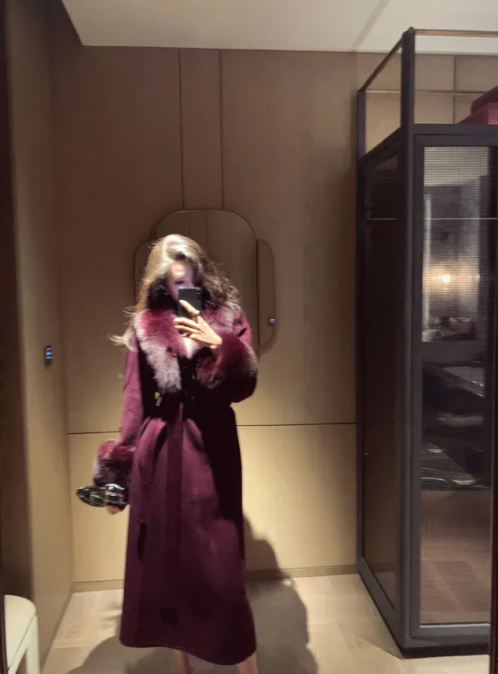 奢华Max狐狸毛气质双面澳大利亚进口绵羊毛羊绒大衣