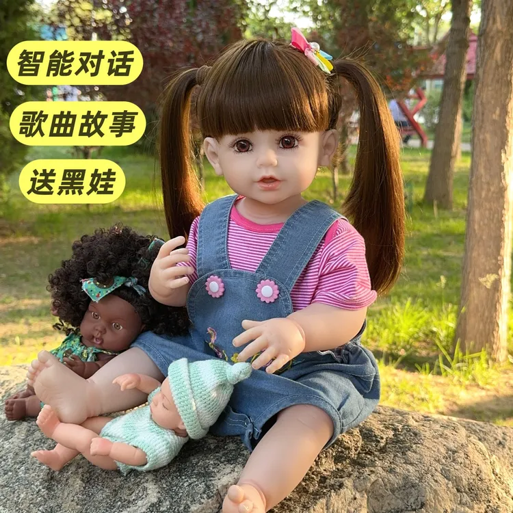 宣萱2全搪胶重生娃娃智能对话唱歌说话女孩陪伴玩具生日礼物洗澡